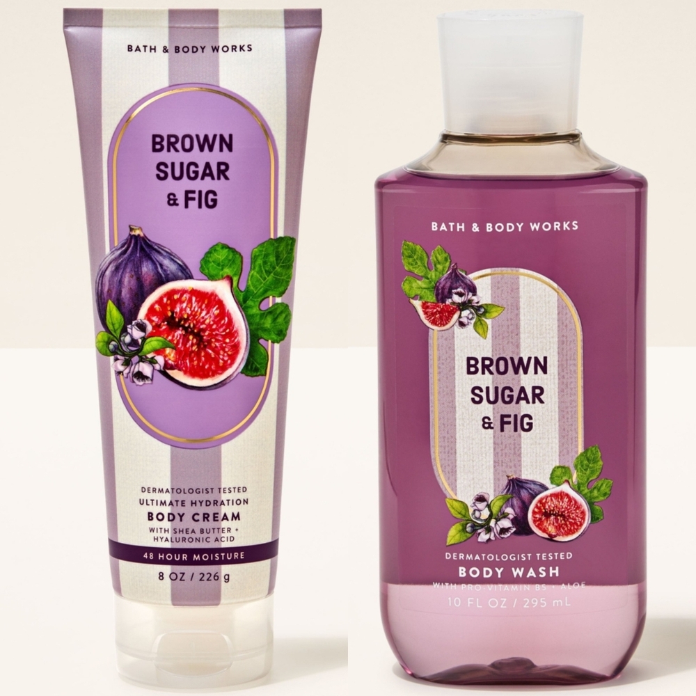 Bath & Body Works Brown Sugar & Fig Body Wash and Body Cream Set NEW